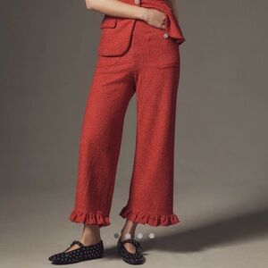 Colette crop tweed ruffle hem pants